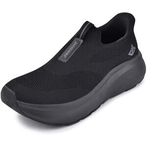 Jackshibo Mens Size 10.5 Black Breathable Fabric SlipOn Hands Free Comfort Shoes